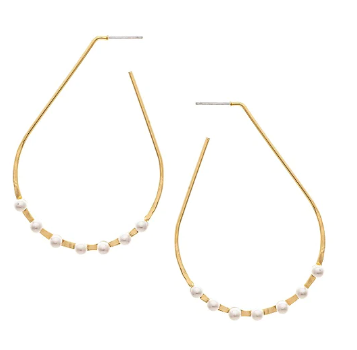 Pearl on Hoop Earrings
