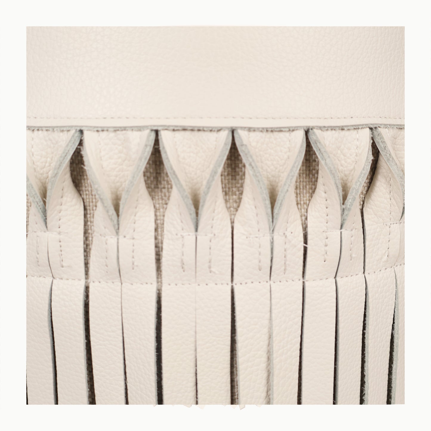 Leather Fringe Ottoman