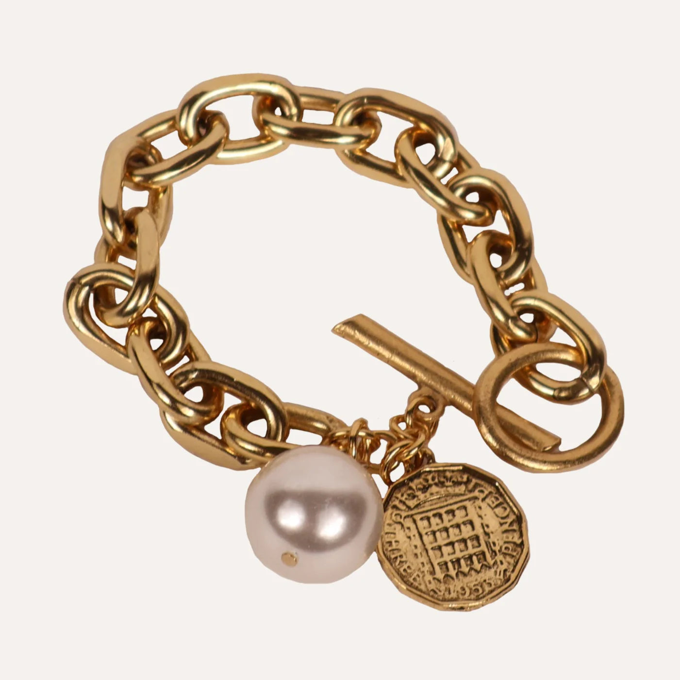 Pearl Medallion Chain Bracelet