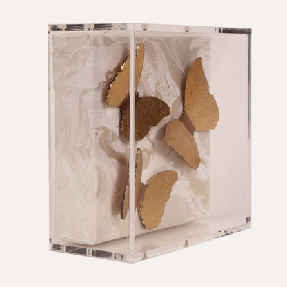 6x6 Three Floating Butterflies on Marble Background