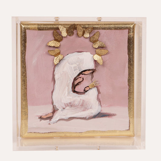 6x6 Pink Mary with Jesus and Butterfly Crown