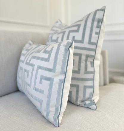 Greek Key Pillow (blue)