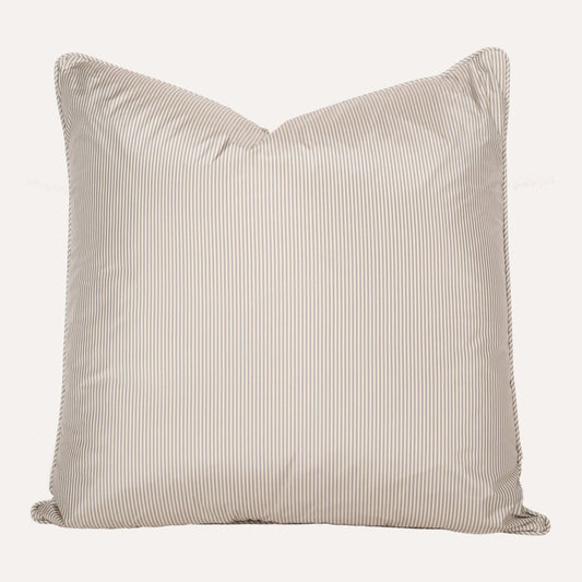 French Blue Stripe Silk Pillow with Cording