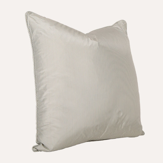 French Blue Stripe Silk Pillow with Cording