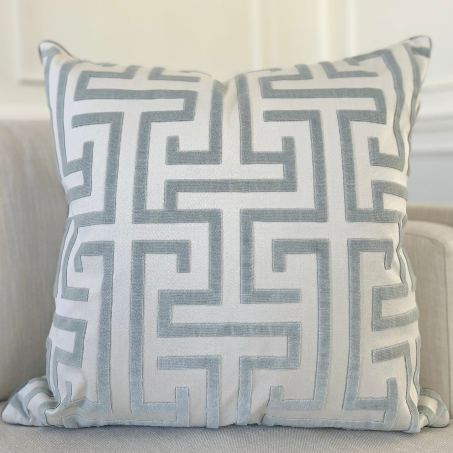 Greek Key Pillow (blue)