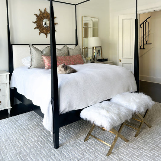 Tibetan Fur & Brass Ottoman