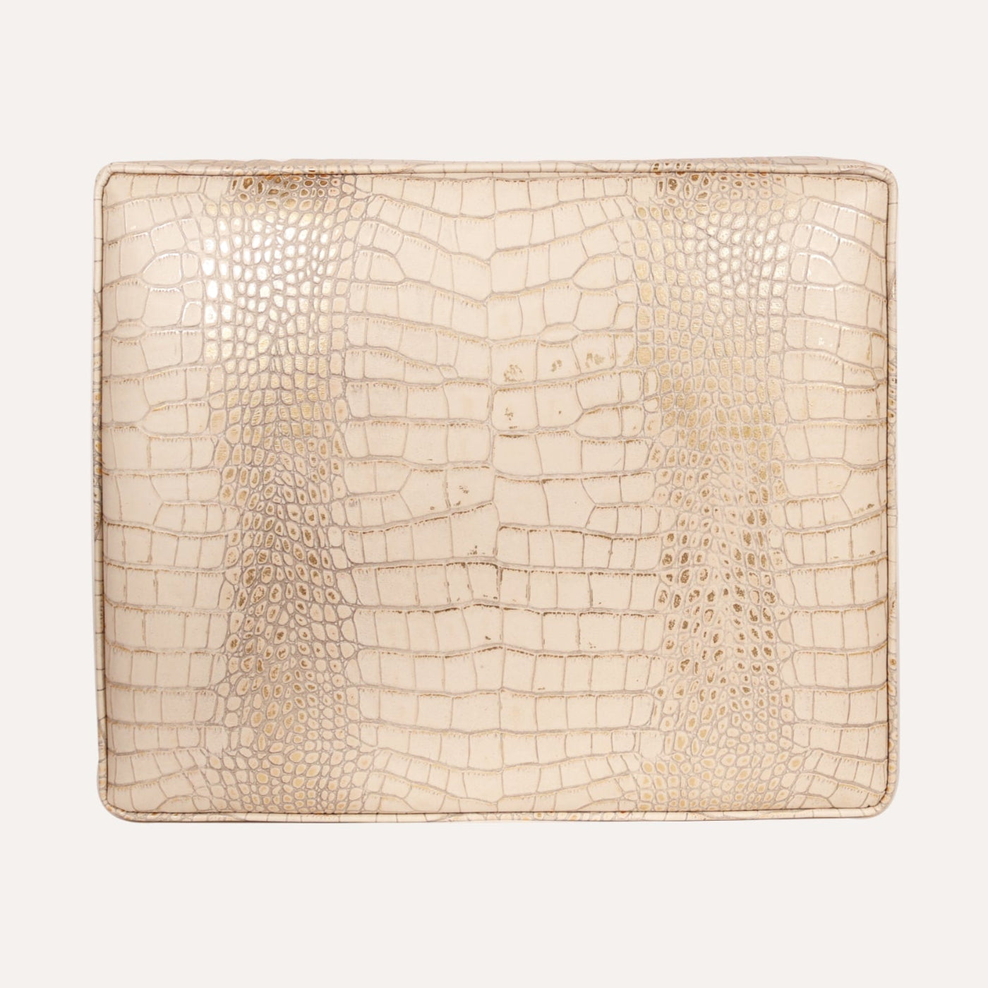 Embossed Croc Leather Ottoman