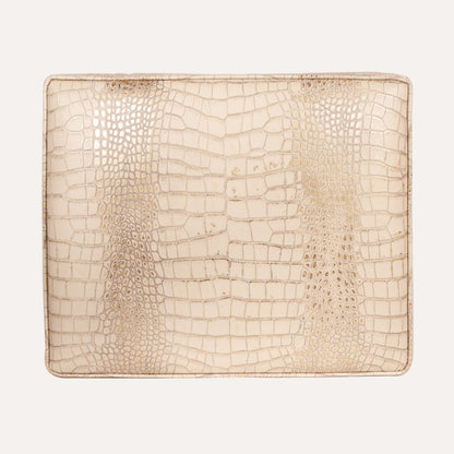Embossed Croc Leather Ottoman