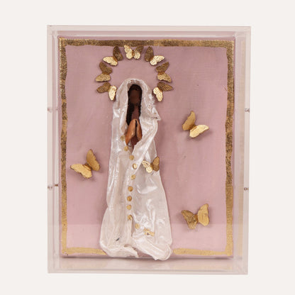 Pink Mary with Butterfly Halo