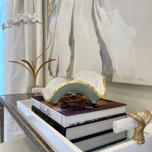 White Tray w/Selenite Handles