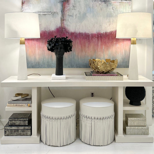Leather Fringe Ottoman