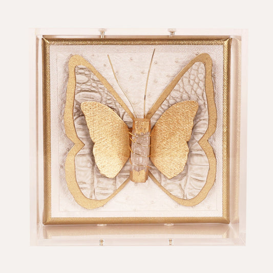6x6 Croc Butterfly on Ostrich Background