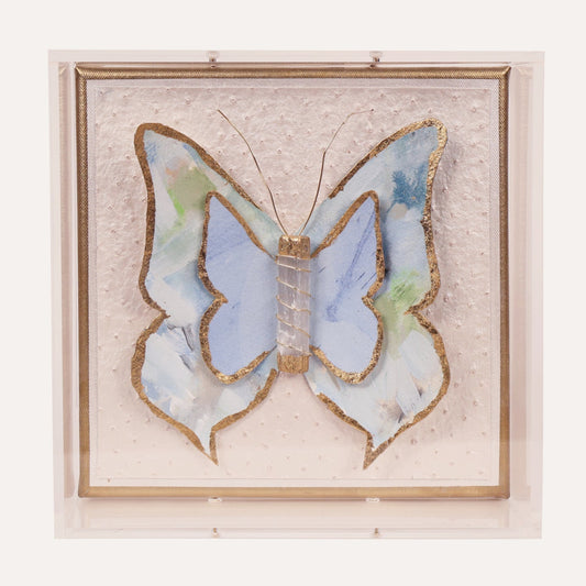 Blue Watercolor Butterfly on Ostrich