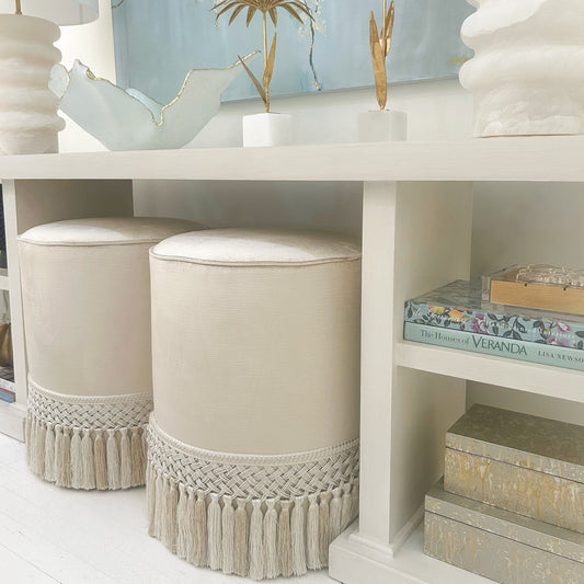 Custom Ottoman with Tassel Fringe