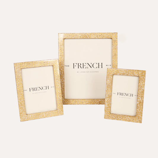 Eggshell Gold & White Picture Frame - 5x7