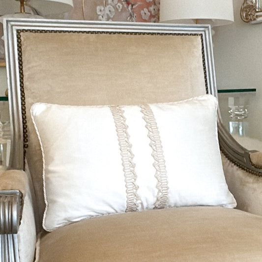 Custom Lux Silk Lumbar with French Scallop Trim