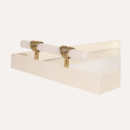 White Mirrored Tray Alabaster