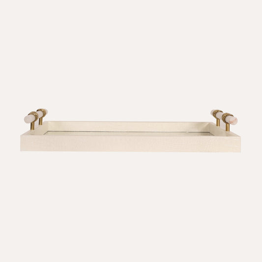 White Mirrored Tray Alabaster