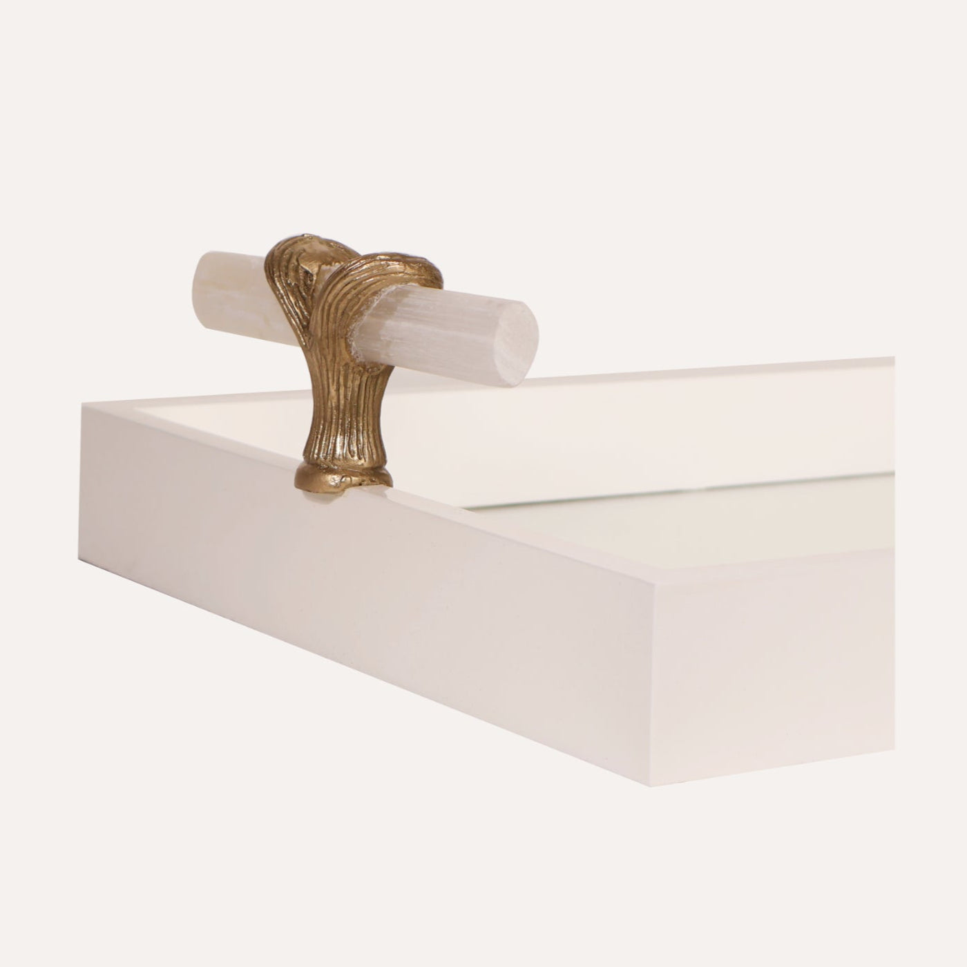White Tray w/Selenite Handles