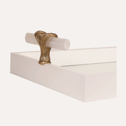 White Tray w/Selenite Handles