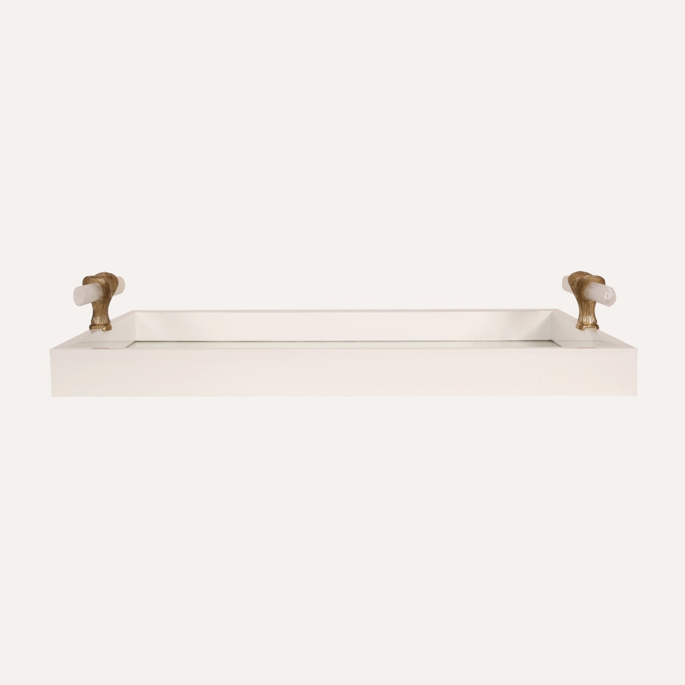 White Tray w/Selenite Handles