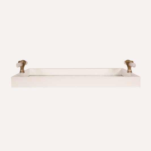 White Tray w/Selenite Handles