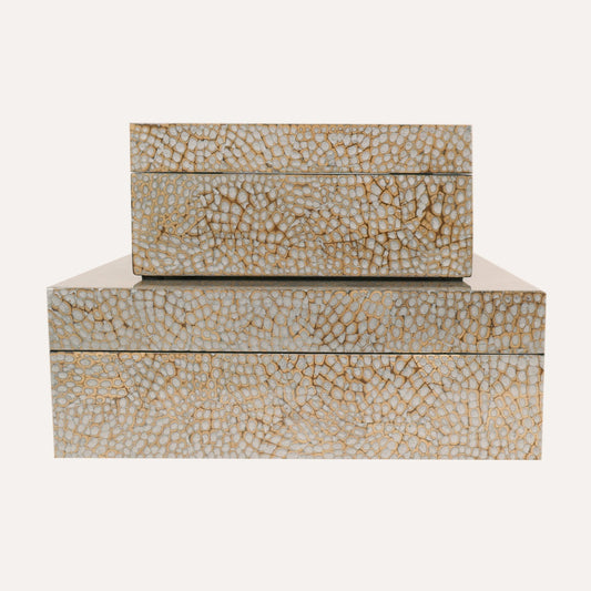 Grey/Gold Eggshell Lacquered Box