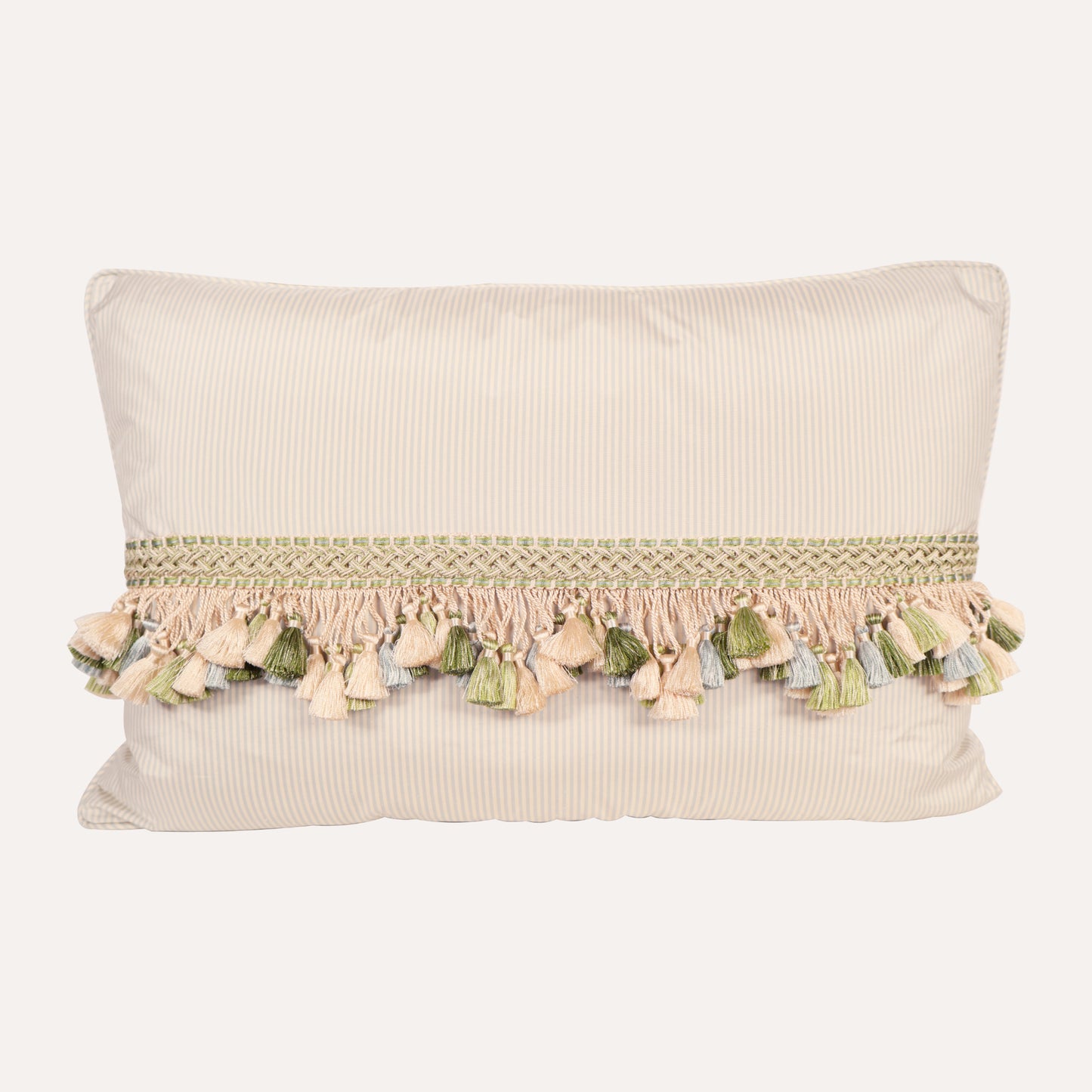 Stripe Silk Tassel Trim Lumbar