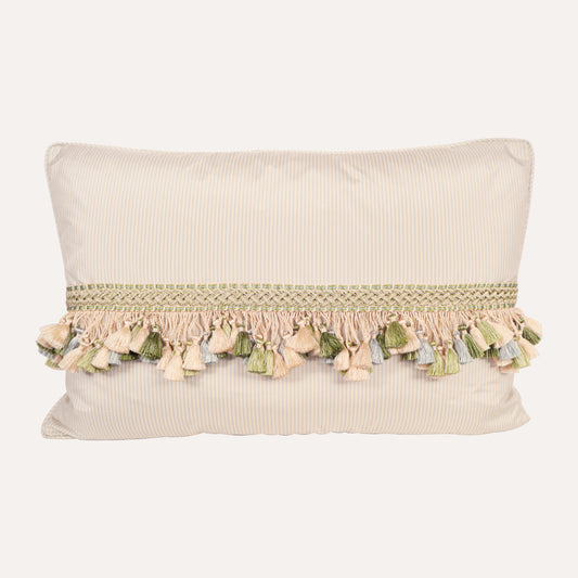 Stripe Silk Tassel Trim Lumbar