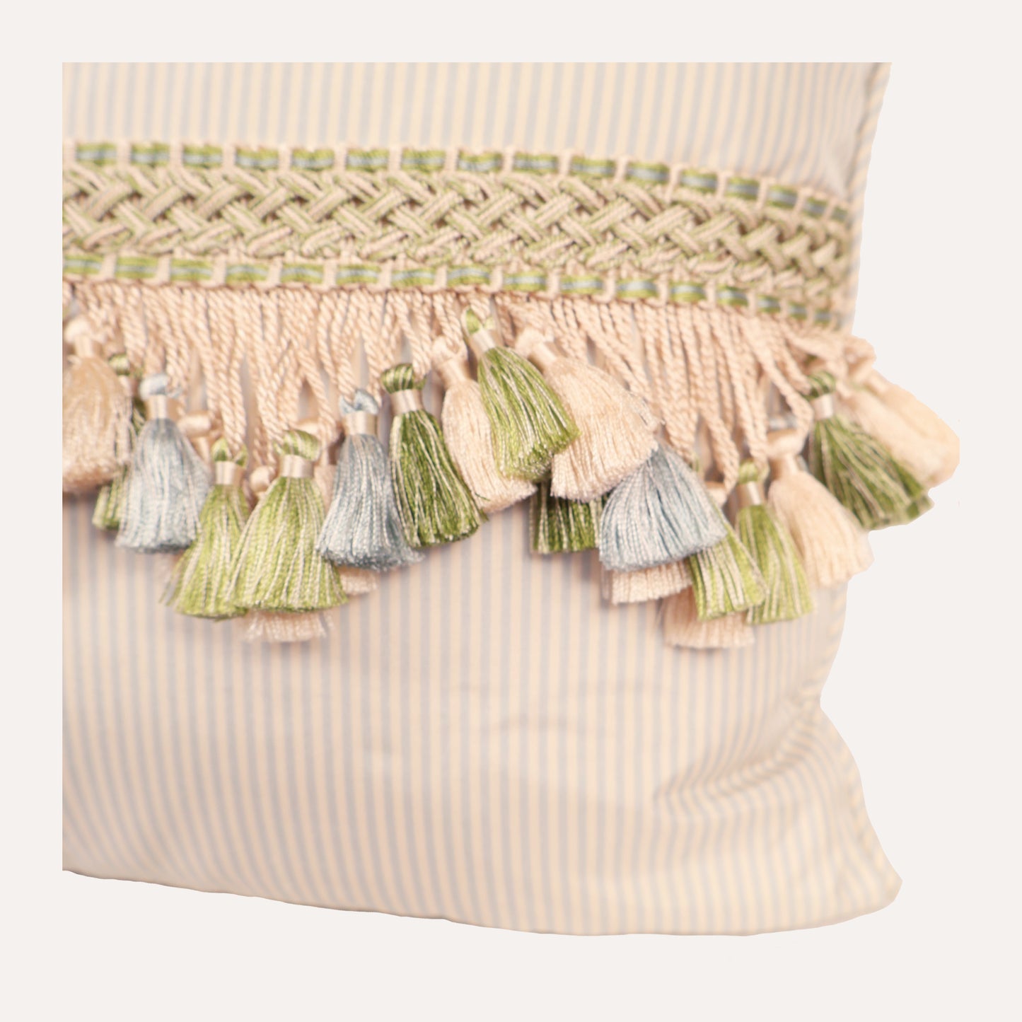 Stripe Silk Tassel Trim Lumbar