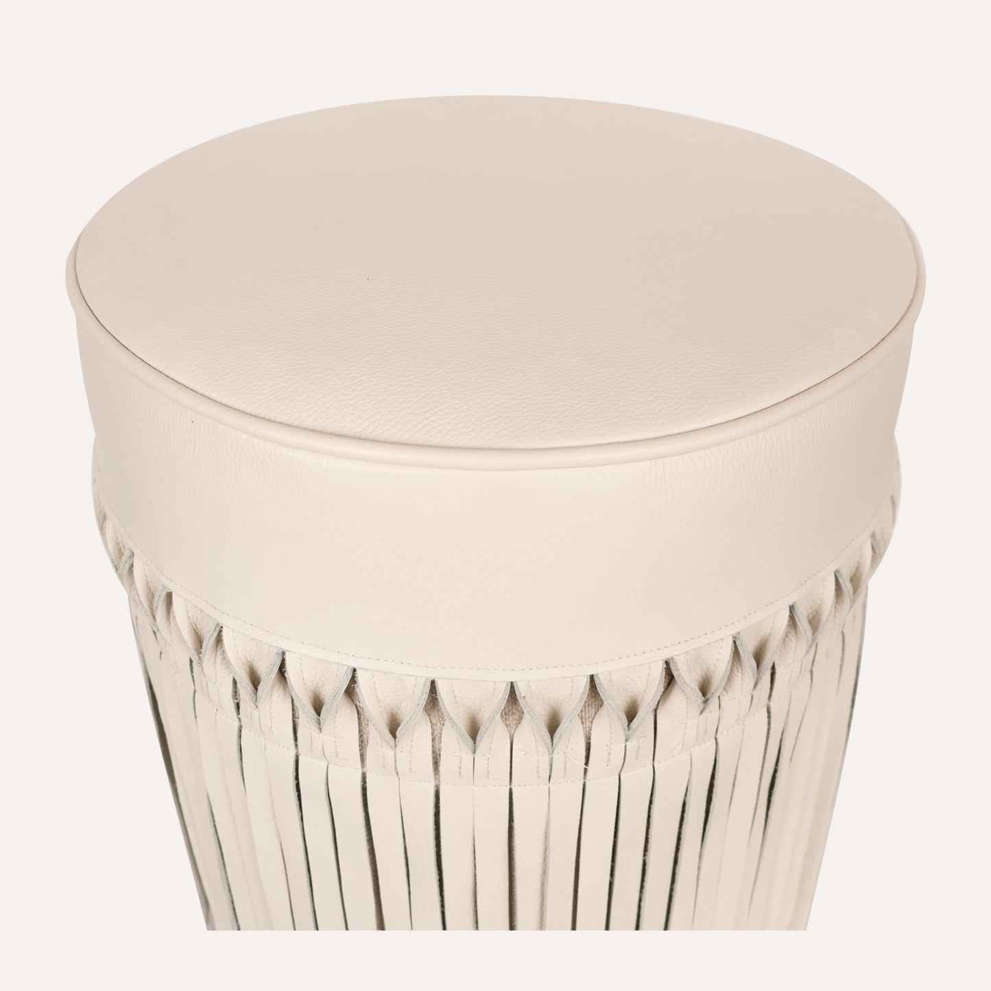 Leather Fringe Ottoman