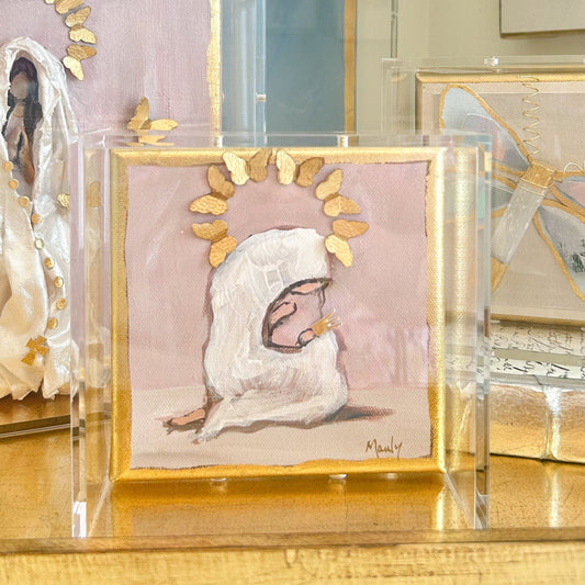 6x6 Pink Mary with Jesus and Butterfly Crown