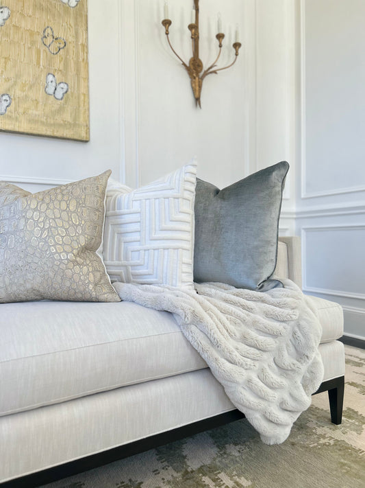 22x22 Silver Velvet Pillow