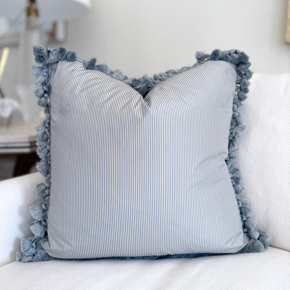 22x22 Blue Stripe Silk Pillow