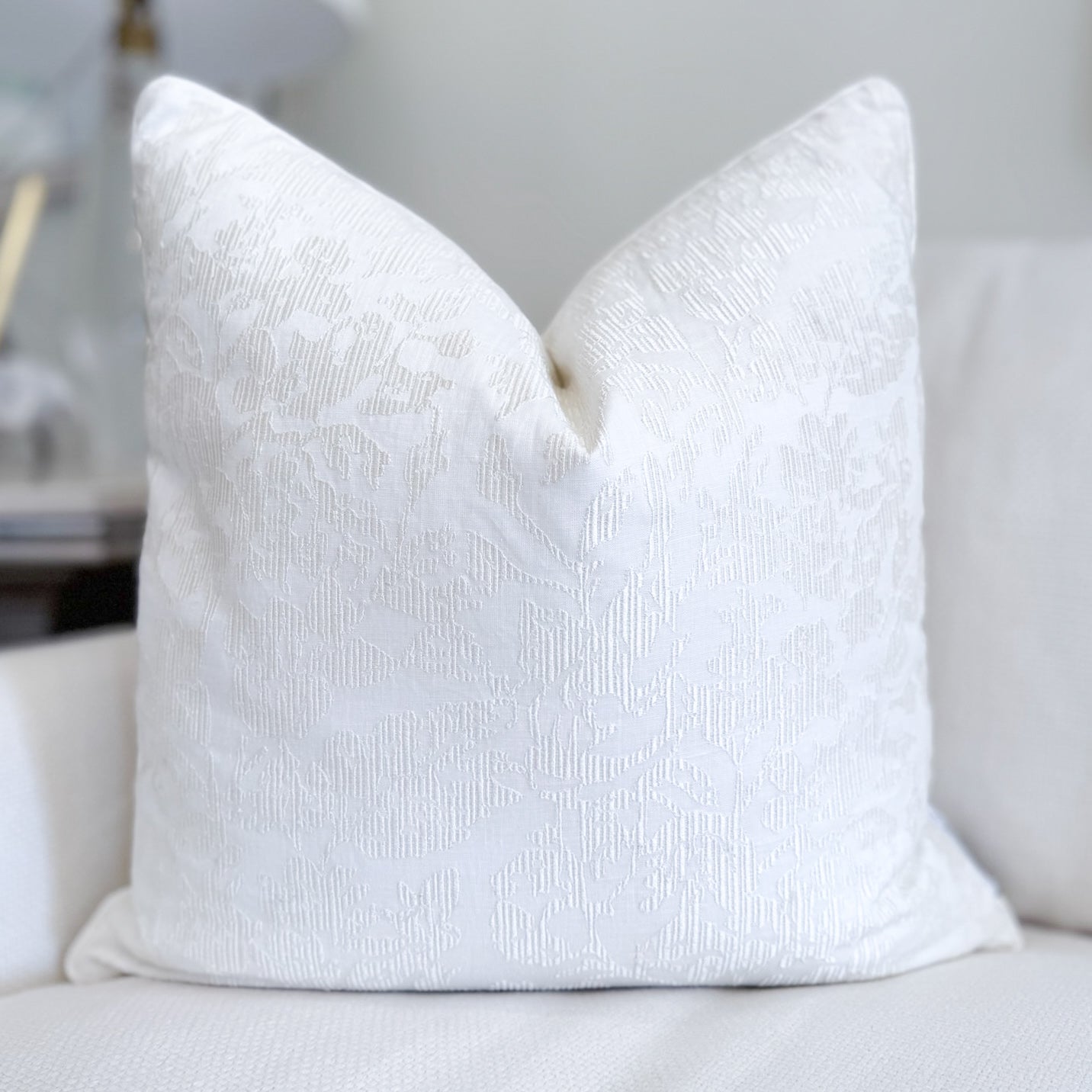 French Cream Embroidered Linen Pillow