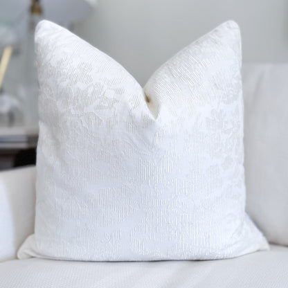 French Cream Embroidered Linen Pillow