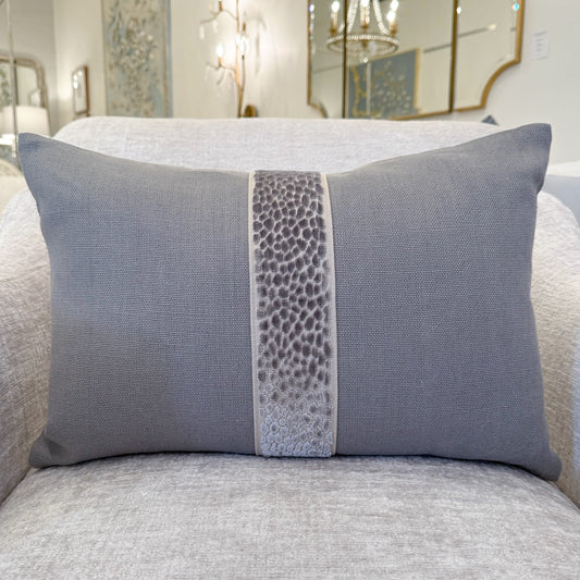 Silver Linen Pillow with Trim