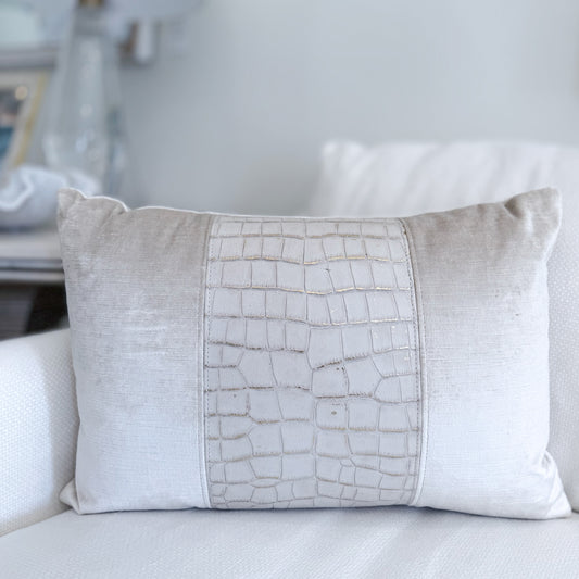 Oyster Velvet with Embossed Croc Center