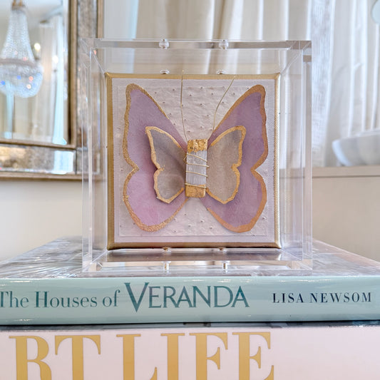 Pink Butterfly on Ostrich (Solid)
