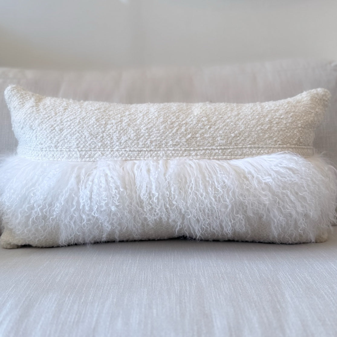 14 x 26 Boucle Lumbar with Fur Trim