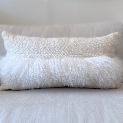 14 x 26 Boucle Lumbar with Fur Trim