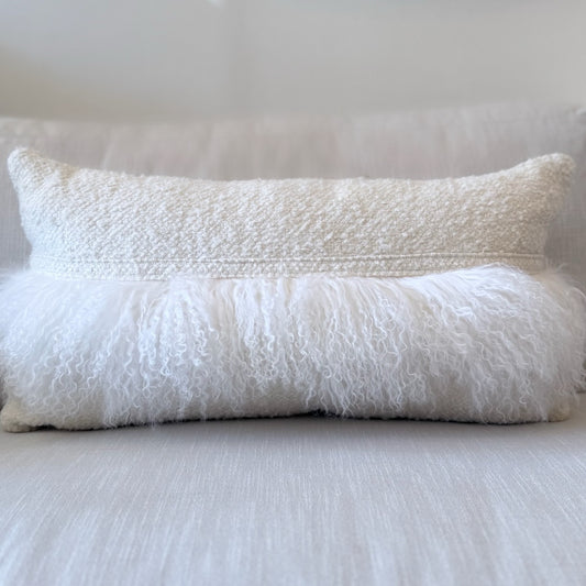 14 x 26 Boucle Lumbar with Fur Trim