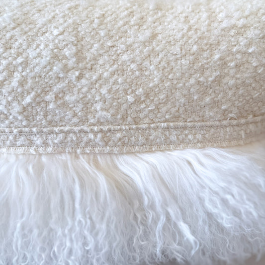 14 x 26 Boucle Lumbar with Fur Trim