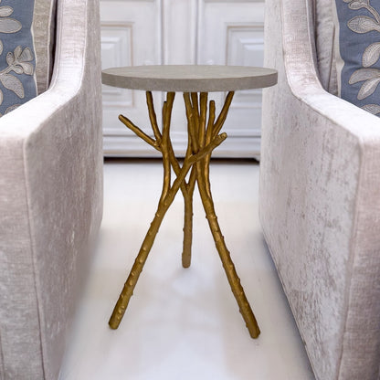 Twig Base Side Table with Shagreen Top