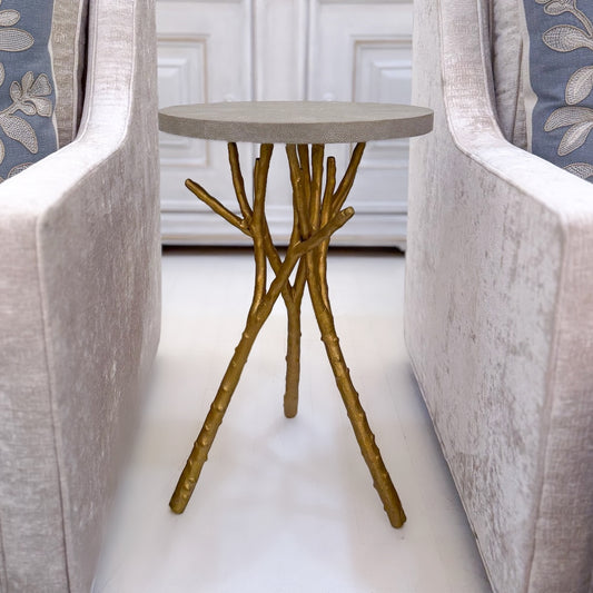 Twig Base Side Table with Shagreen Top
