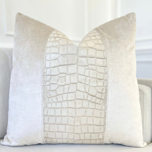 Oyster Velvet with Embossed Croc Center