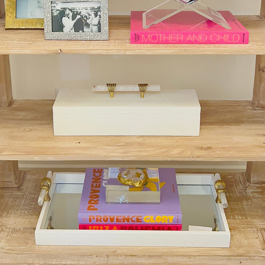 Long White Box with Alabaster Handle