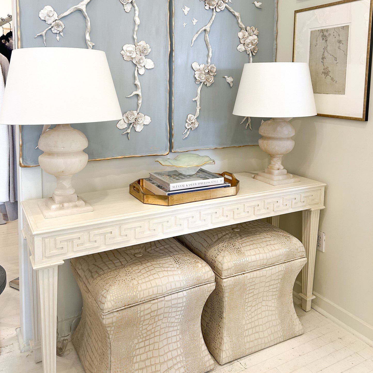 Embossed Crocodile Storage Ottoman