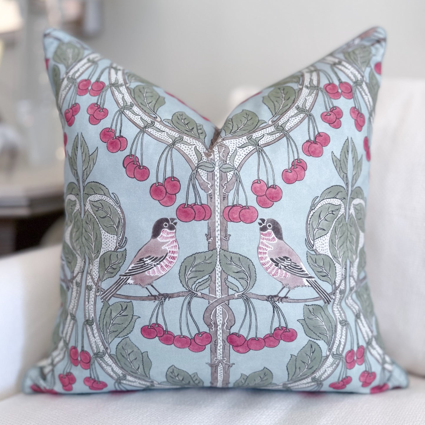 22x22 Soft Blue Bird & Cherry