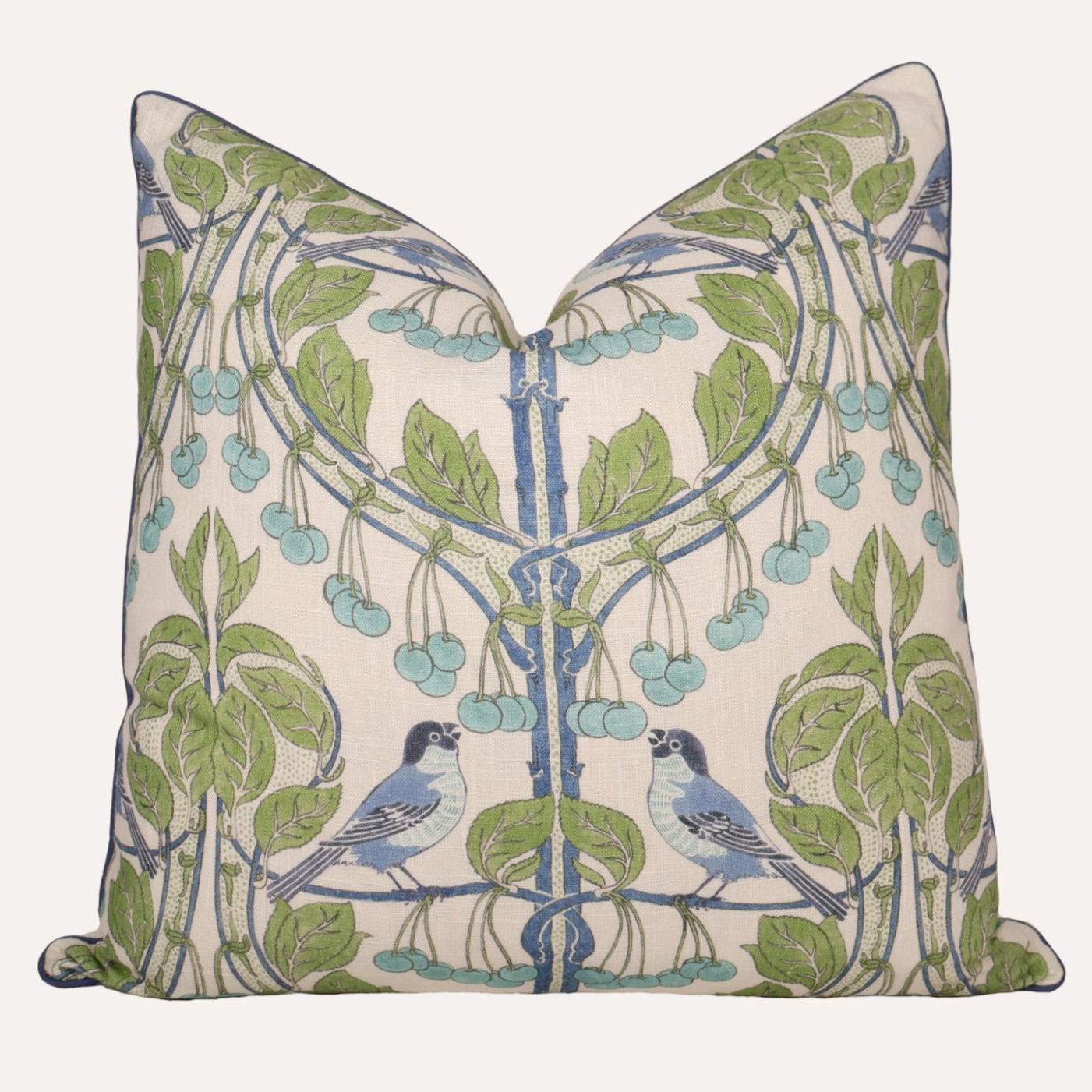 22x22 Birds and Cherries Green/Blue